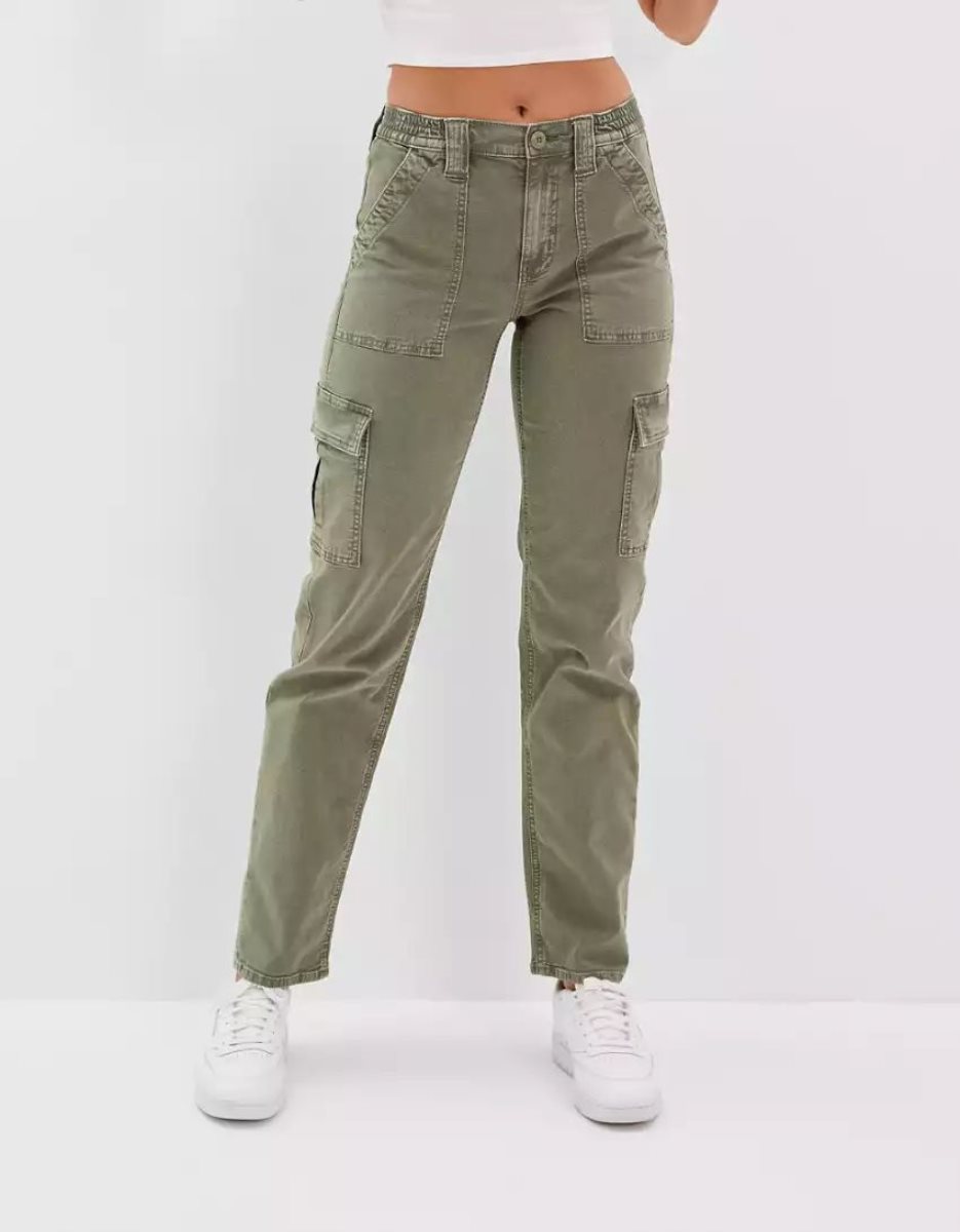 Jean American Eagle AE Stretch Cargo Droit Pant Vert Olive Femme | LDU-98546466